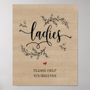 Rustic Vines badrum i Bröllop - dam-tecken Poster