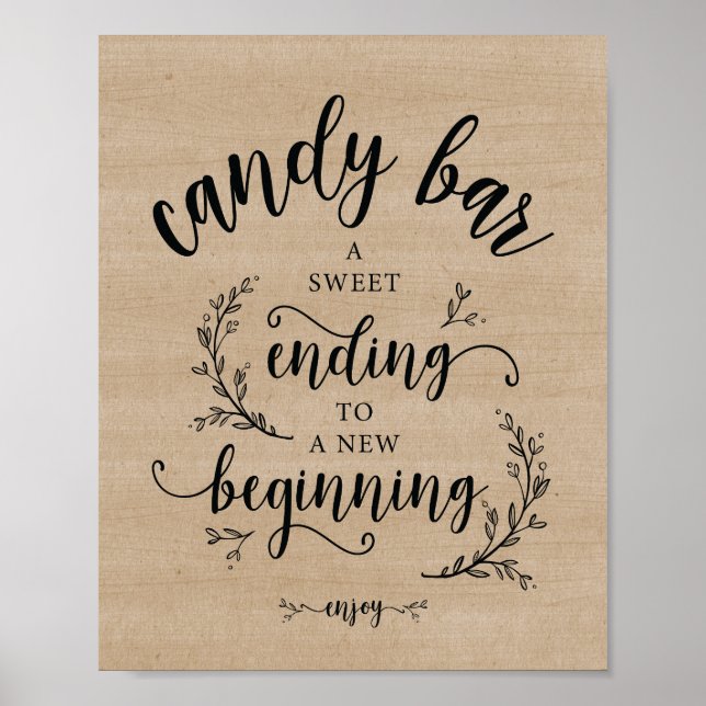 Rustic Vines Bröllop Candy Pub Poster (Framsidan)