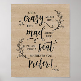 Rustic Vines Bröllop Ceremony tar ett sätestecken Poster