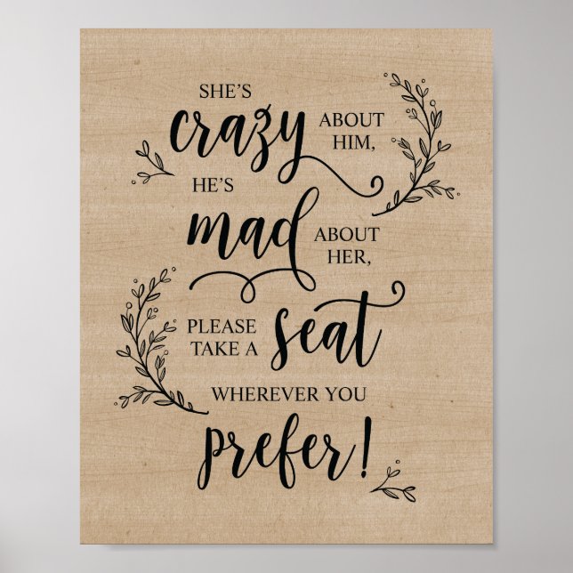 Rustic Vines Bröllop Ceremony tar ett sätestecken Poster (Framsidan)