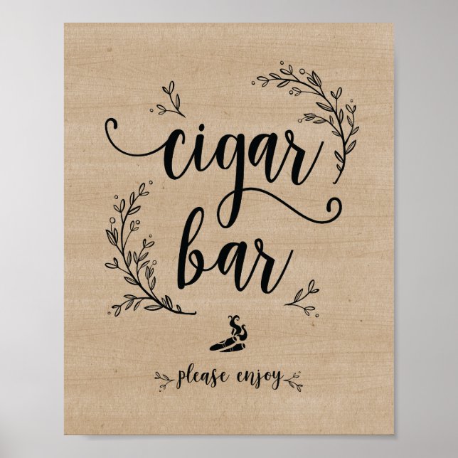 Rustic Vines Bröllop Cigar Pub-tecken Poster (Framsidan)