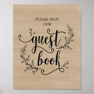 Rustic Vines Bröllop Guest Bok poster