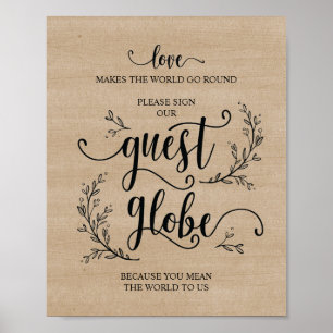 Rustic Vines Bröllop skriver under vårt globtecken Poster