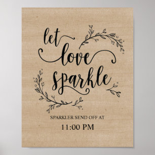 Rustic Vines Bröllop Sparkler-sändarskylt poster