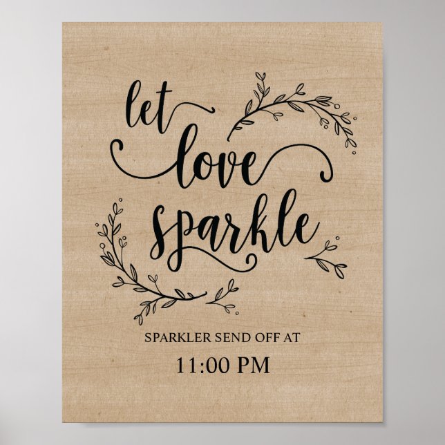 Rustic Vines Bröllop Sparkler-sändarskylt poster (Framsidan)