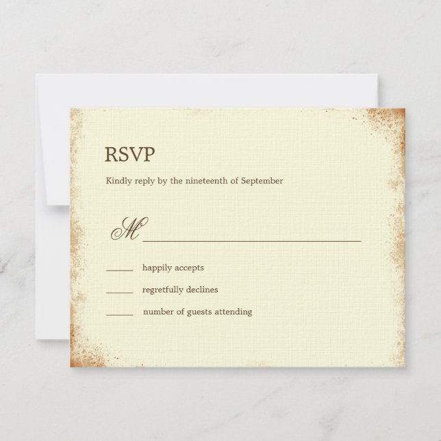Rustic Vineyard Bröllop OSA Card - Brown Kort (Framsida)
