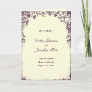 Rustic Vineyard Bröllopsprogram Card - Lila Program