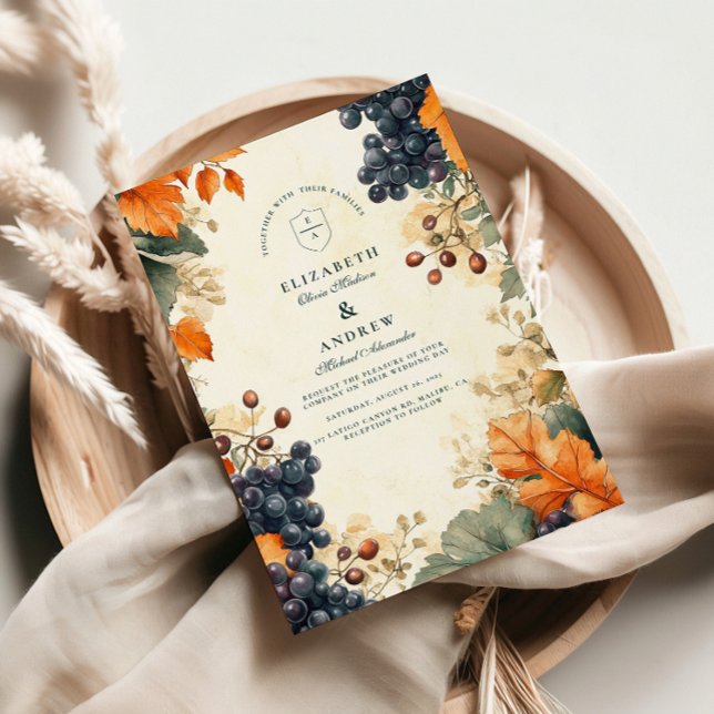 Rustic Vineyard Fall Wedding Inbjudningar (Skapare uppladdad)