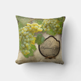 Rustic Vineyard Grapes Art Vin-etikett - hemdekora Kudde