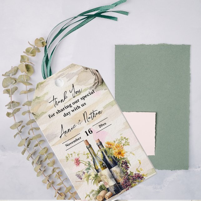 Rustic Vineyard Romantic Grapevine Winery Bröllop Presentetikett (Rustic Vineyard Romantic Grapevine Winery Wedding Gift Tags)