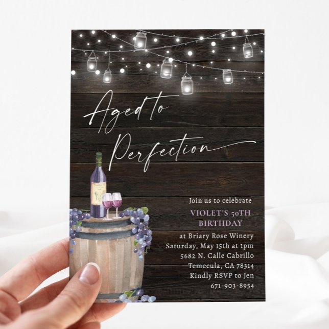 Rustic Vineyard Vin födelsedag, Åldras till Perfek Inbjudningar (Skapare uppladdad)