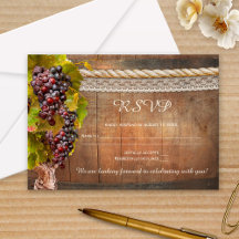 Rustic Vineyard Vin ThLED Bröllop OSA Card