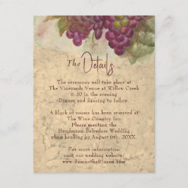 Rustic Vineyard Wedding Details Enclosure Card Tilläggskort