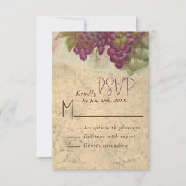 Rustic Vineyard Wedding RSVP Response Card OSA Kort
