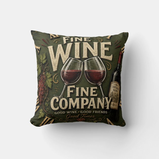 Rustic Vineyard Wine Lover Kudde (Framsida)