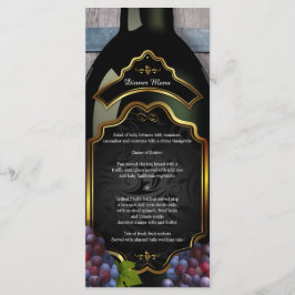 Rustic Vineyard Winery Bröllop Menu Meny