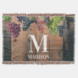 Rustic Vineyard Wood & Grapes Monogram Filt