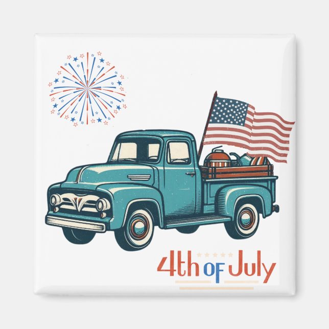 Rustic/vintage 4 juli magnet (Framsidan)
