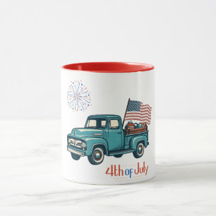 Rustic/vintage 4 juli mugg