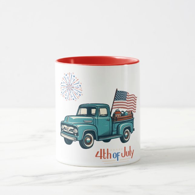 Rustic/vintage 4 juli mugg (Center)