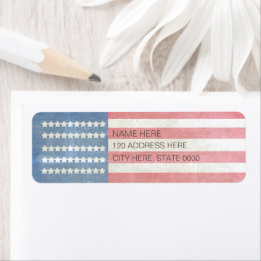 Rustic Vintage American Flagga Return-adressetiket Returadress Etikett