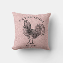 Rustic Vintage Antique Family Namn Farm Tupp Kudde