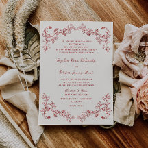 Rustic Vintage Blommigt Crimson Red Bröllop