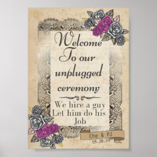 Rustic Vintage bröllop skriver in sig på Ceremony Poster