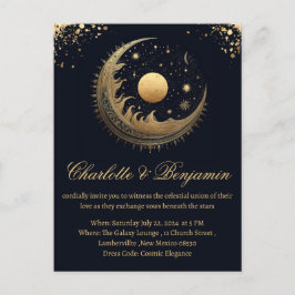 Rustic Vintage Celestial bröllopsinbjudan Vykort