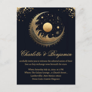 Rustic Vintage Celestial bröllopsinbjudan Vykort