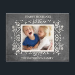 Rustic Vintage Chalkboard Photo Glad helg<br><div class="desc">Cute Rustic vintage chalkboard "Glad helg" (eller vilken hälsning som helst som du vill ha) personlig för fotohälsningskort för familjen med ett favoritfoto och din familj namn.</div>