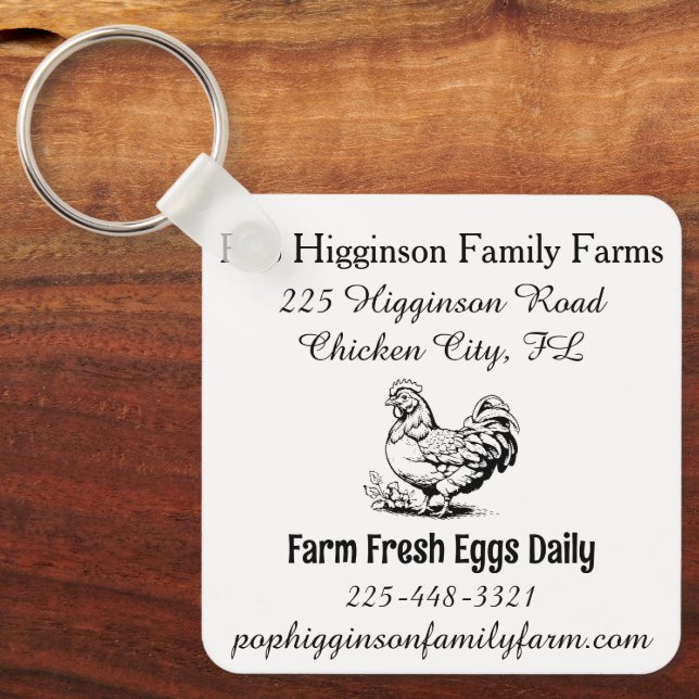 Rustic Vintage Chicken Farm Nyckelring (Framsida)