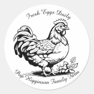 Rustic Vintage Chicken Farm Runt Klistermärke