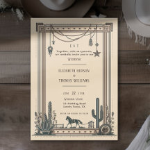 Rustic Vintage Cowboy Bröllop Horse Cactus Ram