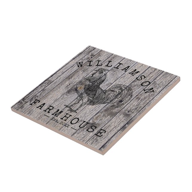 Rustic Vintage Family Namn Farmhouse Tupp Wood Kakelplatta (Sidan)