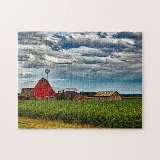Rustic Vintage Farm Growing Soybeans Pussel (Horisontell)
