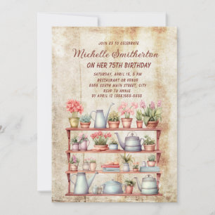 Rustic Vintage Farmhouse Kitchen 75:e Birthday Inbjudningar