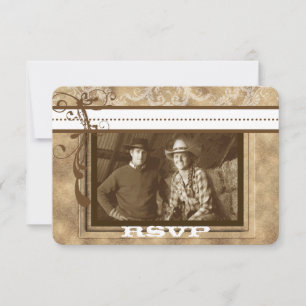 Rustic Vintage Farmhouse Westerna Bröllop PHOTO OSA Kort