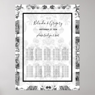 Rustic Vintage Flowers Bröllop Sittdiagram Poster