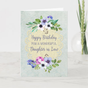 Rustic Vintage Flowers Dotter i Lag Birthday Kort