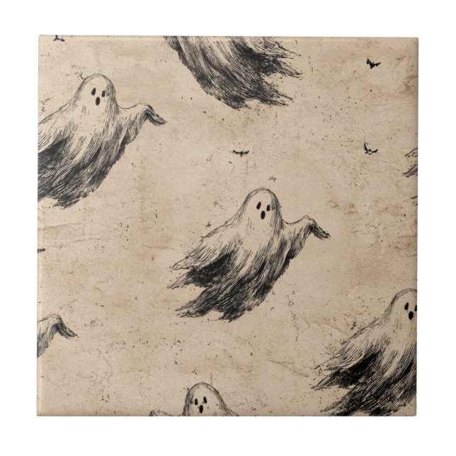 Rustic Vintage Ghost Mönster (2) Kakelplatta (Framsidan)