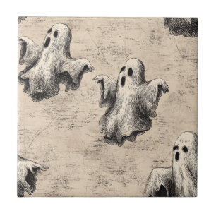 Rustic Vintage Ghost Mönster Kakelplatta