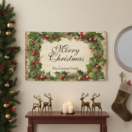Rustic Vintage Holly och Berries God jul