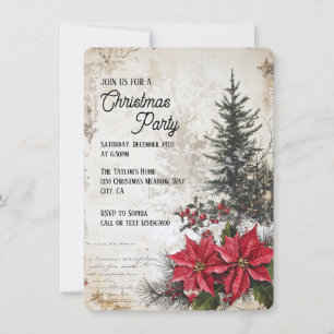 Rustic Vintage jul-skrapbokssidan Party Inbjudningar