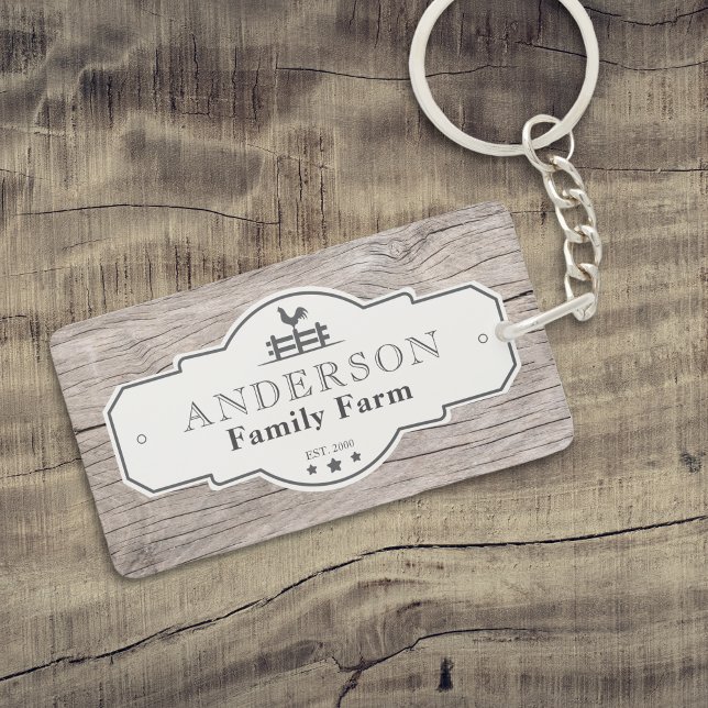 Rustic Vintage Label Gräns Family Farm (Rustic Vintage Label Border Family Farm Keychain)