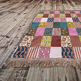 Rustic Vintage Land Patchwork Quilt Mönster Filt
