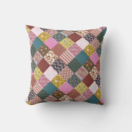 Rustic Vintage Land Patchwork Quilt Mönster Kudde