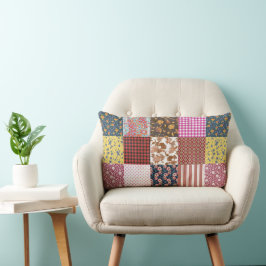 Rustic Vintage Land Patchwork Quilt Mönster Lumbarkudde