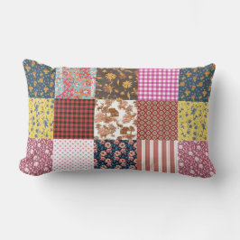 Rustic Vintage Land Patchwork Quilt Mönster Lumbarkudde