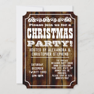 Rustic Vintage Land Wood-jul Party Inbjudningar